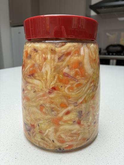 Colourful sauerkraut  underway.
