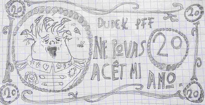 Gribouillis d'un billet de monnaie fantaisiste