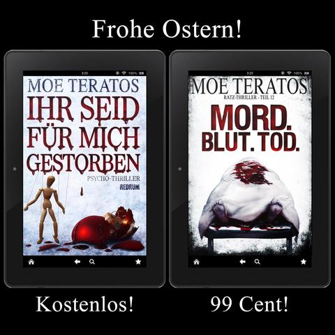 Die beiden E-Books zu den Romanen mit dem Hinweis "kostenlos" und "99 Cent".