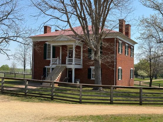 A brick two story building, the Appomattox Court House.
