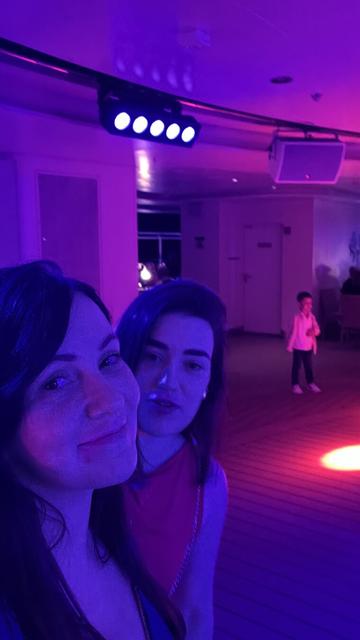 Two girls in a ship in the evening