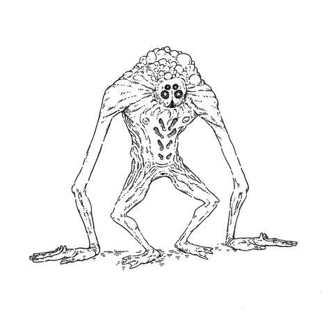 Drawing of a horrible monster with very long arms