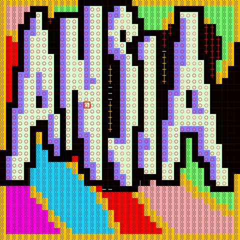 L'immagine presenta un testo in stile pixel art con il nome "ANSIA" scritto in caratteri grandi e colorati. Le lettere sono composte da piccoli pixel, principalmente in tonalità di blu, bianco e rosa, con bordi neri che definiscono chiaramente le forme. Lo sfondo è un mosaico di colori vivaci, con bande orizzontali in rosso, giallo, verde, blu e rosa, che creano un effetto di pixel art. Alcune linee verticali e orizzontali in rosso e giallo attraversano lo sfondo, aggiungendo un ulteriore livello di dettaglio. Il testo è posizionato al centro dell'immagine, con un contrasto marcato rispetto al fondo, rendendolo facilmente leggibile.