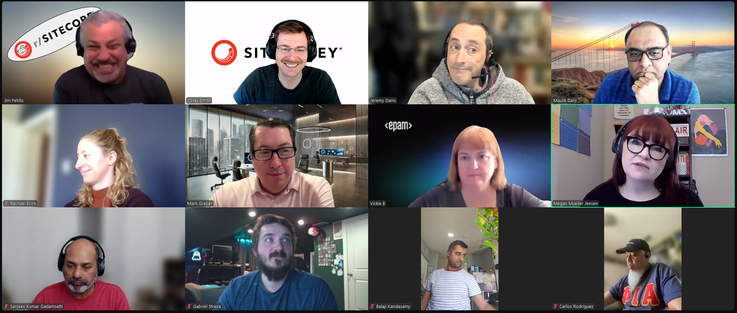 Screenshot of attendees on the April 18, 2025 #SitecoreLunch call.
