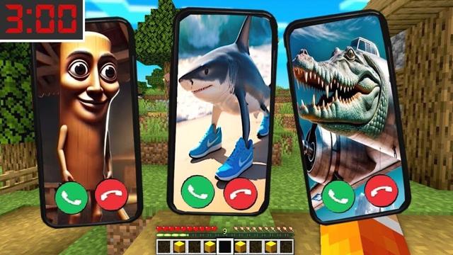 NIGDY NIE ODBIERAJ TELEFONU OD TRALALERO TRALALA, TUNG TUNG SAHUR, COCODRILO O 3 W NOCY w Minecraft!
