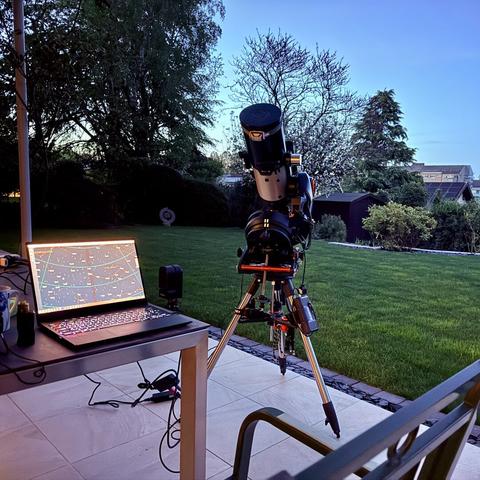 A telescope in a garden