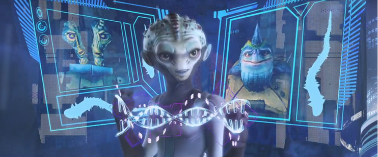 A shot of Dr. Jago in her lab on Noble Isle.  From E115