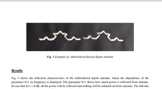 Fractal dipole -- metal thread on black fabric