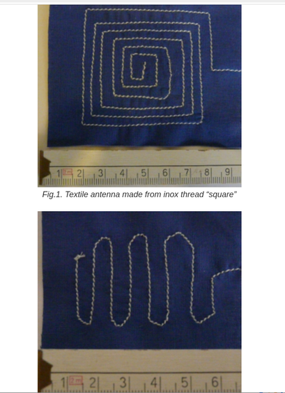 Square antenna made with thread and another below it in a wave pattern