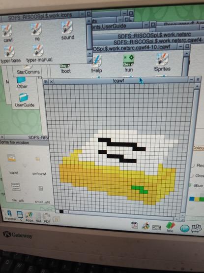 Small and large bitmap pictures of a very yellow printer. It is vaguely isometric. The printer has a page of paper coming out the top, with 2 black lines on the paper.  There is a green spot on the printer, maybe a logo, light, or button.