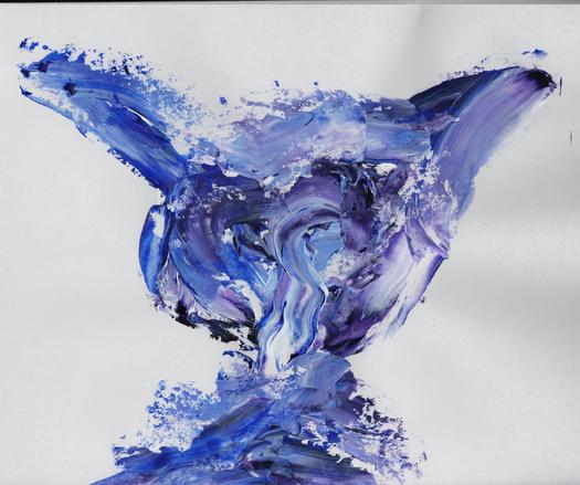 dioxazine, titanium, ultramarine
smeared to a goblin face
head and shoulders
ears and nose