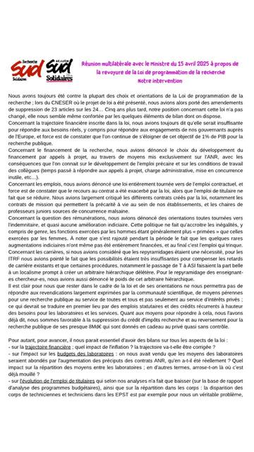 Page 1 de l'expressionn commune en séance  des 2 SUD
