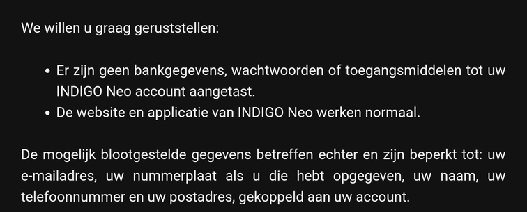 An excerpt of the email informing me that all my personal data was leaked, but the apps and websites are fine.