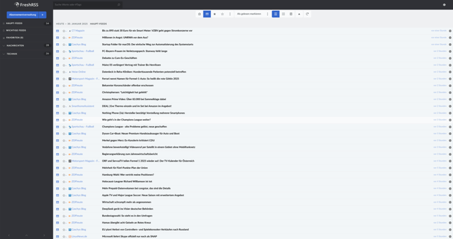 Meine FreshRSS Installation