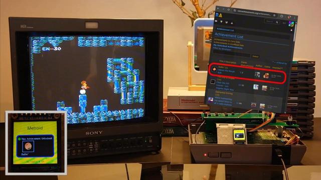 [ImageSource: Odelot]

The NES RetroAchievements (RA) Adapter contains a Raspberry Pi Pico which sits in between a cartridge and the console and communicates with the NES itself. The cartridge also contains an LCD screen, a buzzer and an ESP32 which communicates with the Internet.

<https://youtu.be/u1GWOFgOU88>
