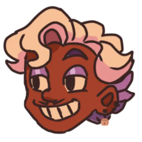 A headshot of human king dice in a chibi artstyle