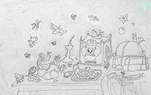 Gribouillis d'une nature morte