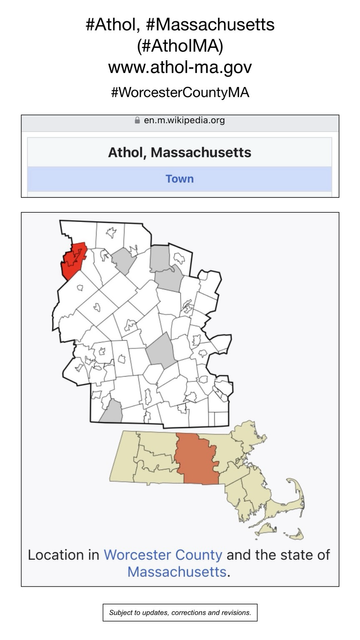 Screenshot of map showing location of Athol, Massachusetts (from Wikipedia).