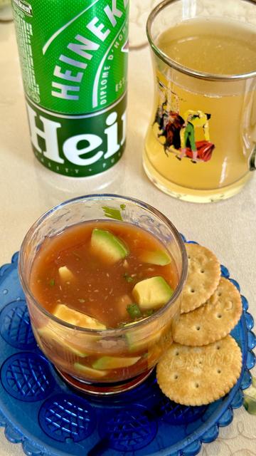 Avocado cocktail and a vintage beer mug