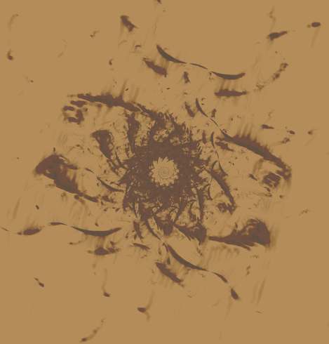 spiral mandala coffee filter feels where the pattern repeats from outside and large to small in a spiral as if the coffee runs from certain lines and curves and points. This one has a lot of bleeding towards the center with subtle symmetries.