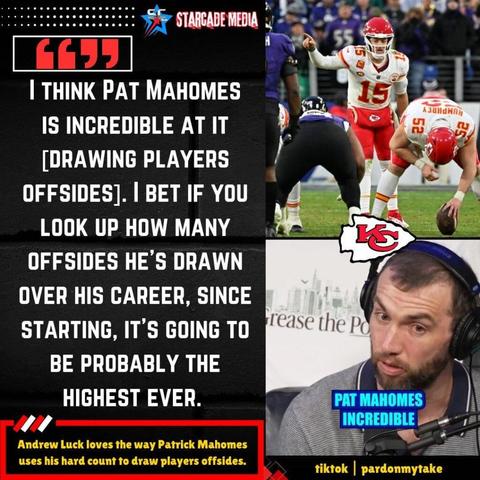 Andrew Luck loves the way #PatrickMahomes uses his hard count to draw players offsides.