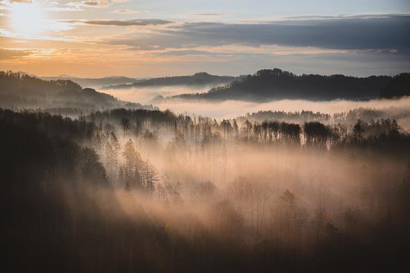 Sonnenaufgang - Sächsische Schweiz - Blick vom Kuhstall