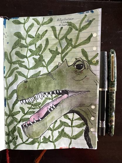 Sketch in sketchbook of a dinosaur