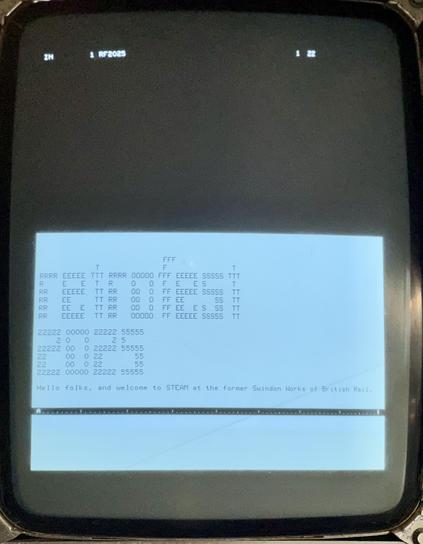 Took me ages to type this out on the CPT. It basically says 'RetroFest 2025' but in an ASCII rendition of the 'computer font' used for the event.