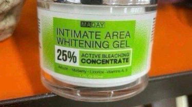 a jar of “intimate area whitening gel”