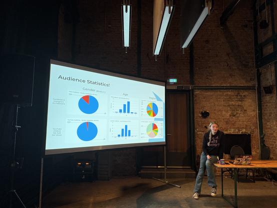 Shana presenting Revision social media audience statistics