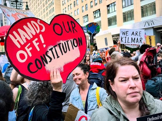 Picture of protesters in NYC at Bryant Park on April 19, 2025.