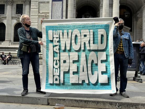 Picture of protesters in NYC at Bryant Park on April 19, 2025.
