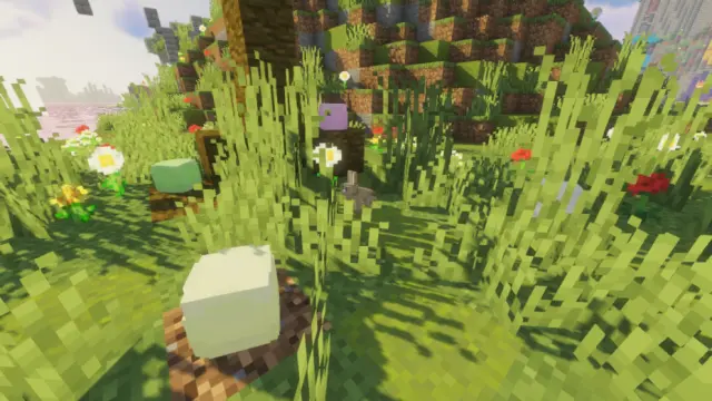 Minecraft-Screenshot von Ostereiern im Gras