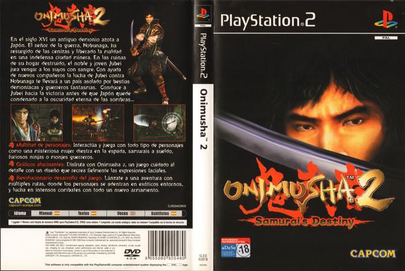 Front & Rear cover from the PAL region videogame of PlayStation 2 «Onimusha II: Samurai's Destiny».
