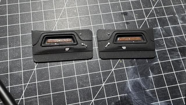 Door cards of a Dodge challenger by Revell in 1:24 scale