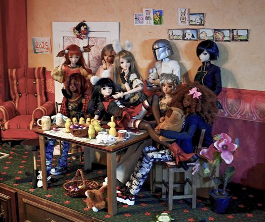 A group of Smart Dolls with easter decoration