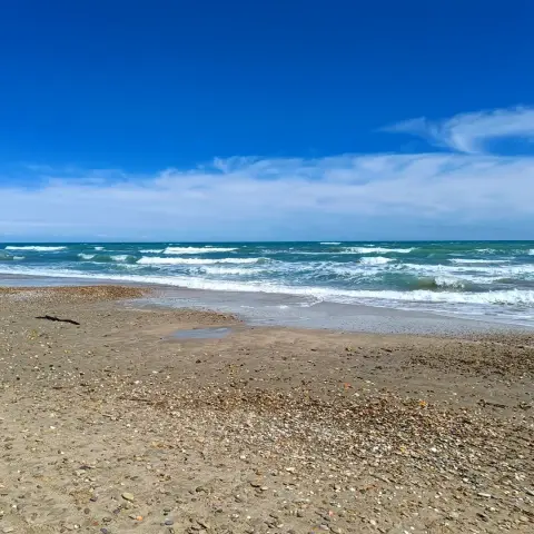 Sur la plage de Maguelone, entre étangs et mer, jusqu'au coucher de soleil