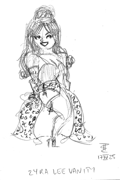 Pencil sketch of burlesque artist