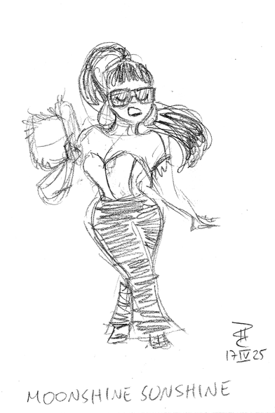 Pencil sketch of burlesque artist