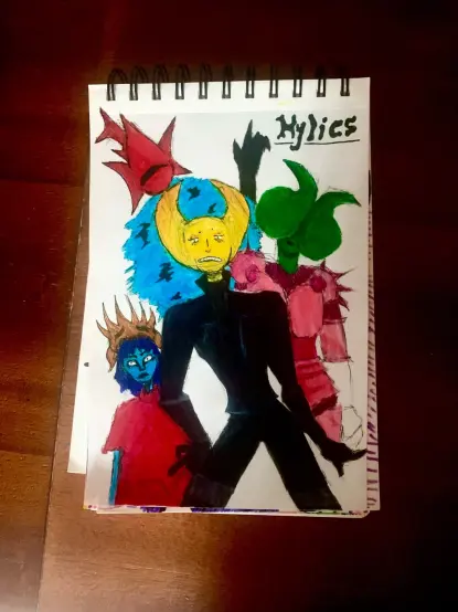 Fanart of the videogame Hylics presenting the playable characters (Somsnosa, Pongorna, Dedusmuln and Wayne) in a floating bodies format