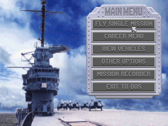 Aces of the Pacific for MS-DOS, main menu