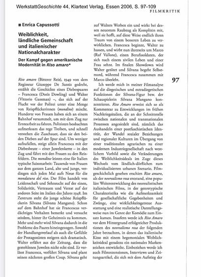 Erste Seite des gedruckten Artikels von Enrica Capussotti