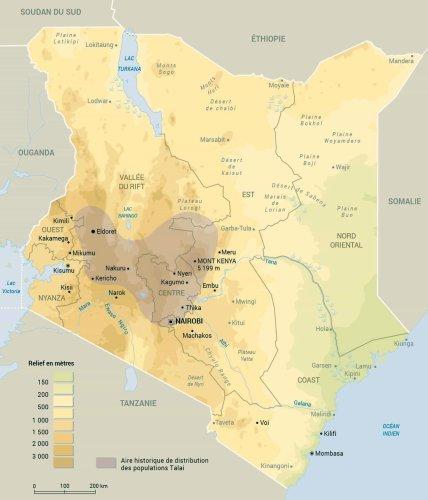 Carte: Distribution géographique des populations Talai au Kenya