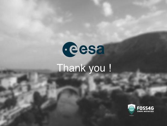 A graphic introducing the European Space Agency as a Silver Sponsor of FOSS4GE.