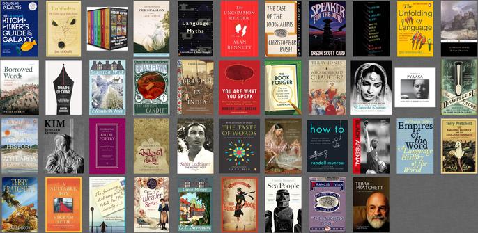 The  42 books the user has marked as favourites at the StoryGraph

The Hitchhiker's Guide to the Galaxy
Pathfinders
The Complete Phule's Company Boxed Set
The Annotated Persuasion
Language Myths
The Uncommon Reader
The Case of the 100% Alibis
Speaker for the Dead
The Unfolding of Language
Through the Language Glass
The Count of Monte Cristo (Penguin Classics)
Borrowed Words: A History of Loanwords in English
The Life of Crime: Detecting the History of Mysteries and Their Creators
Bramton Wick
The Fortescue Candle
The British in India
You Are What You Speak: 
The Book Forger: The True Story of a Literary Crime That Fooled the World
Who Murdered Chaucer? A Medieval Mystery
Conversations with Waheeda Rehman
The Dialogue of Pyaasa-Guru Dutt's Immortal Classic
The Disappearing Spoon 
The Penguin History of New Zealand
Kim
Celebrating the Best of Urdu Poetry
Beloved Delhi: A Mughal City and Her Greatest Poets
Sahir Ludhianvi - the People's Poet
The Taste of Words: An Introduction to Urdu Poetry
Daughters of the Sun: Empresses, Queens and Begums of the Mughal Empire
How To
Black Arsenal
Empires of the Word
Small Gods
The Amazing Maurice and His Educated Rodents
A Suitable Boy (20th Anniversary Edition)
The Guernsey Literary and Potato Peel Pie Society
The Weaver Takes a Wife 4-book box set
Green Money
Miss Buncle's Book
Sea People: In Search of the Ancient Navigators of the Pacific
The Laughing Dog
Terry Pratchett: A Life With Footnotes