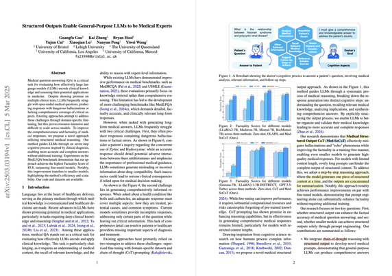 Structured Outputs Enable General-Purpose LLMs to be Medical Experts, pages 1 and 2.