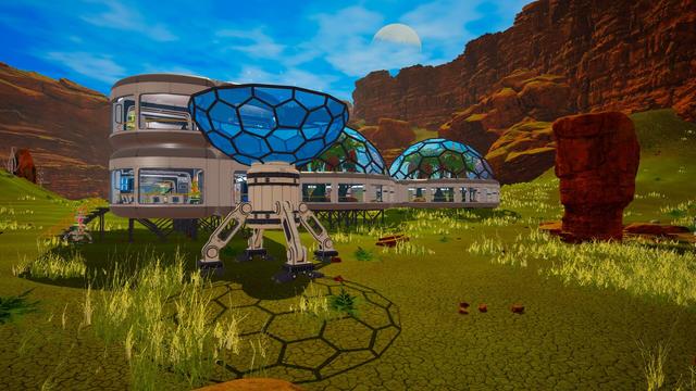 Hauptbasis in The Planet Crafter mit zwei großen Biodomen