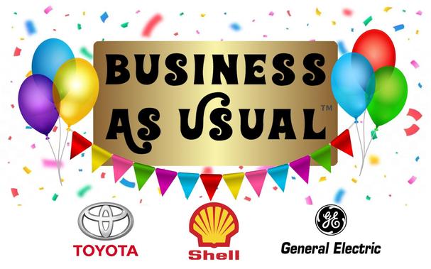Mock promotional poster for a faux TV show called "Business As Usual" as described in post.