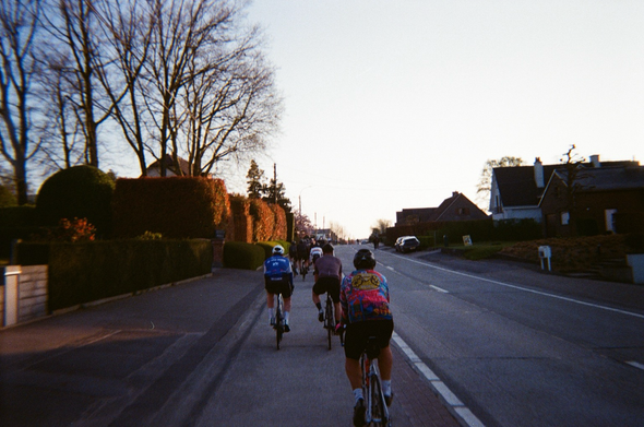 Early morning cyclists on bike path