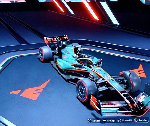 Alternate angle view of the Asticassia F1 car.